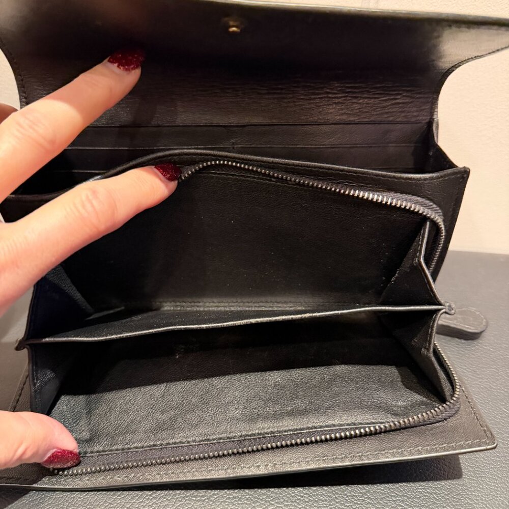 Rare Bottega Veneta Intrecciato Black Leather Nappa Long Wallet w/ Stingray - Picture 4 of 10